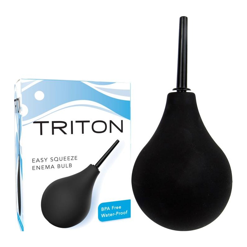 Triton Easy Squeeze Enema Bulb for Comfortable and Convenient Use Black Douches