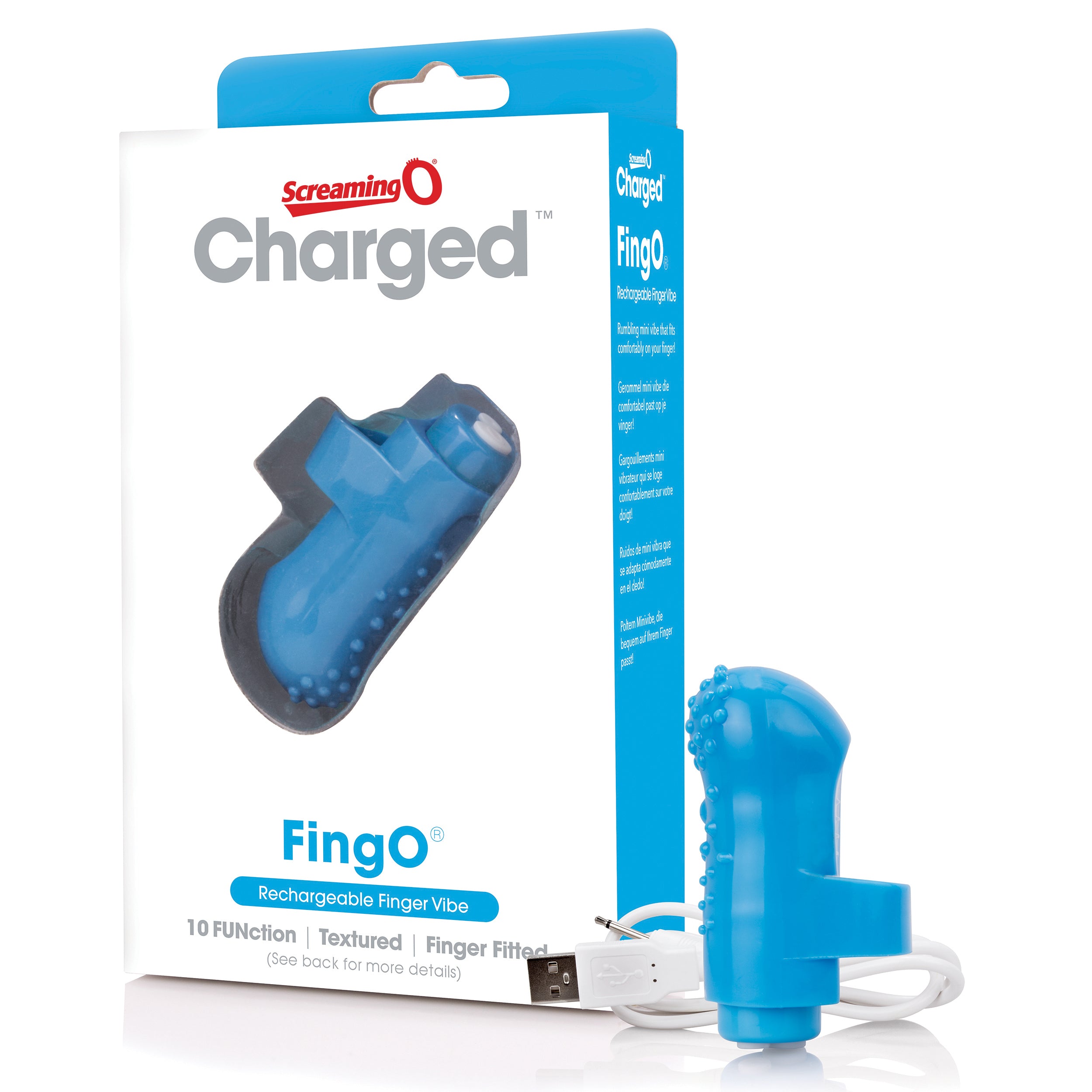 Charged Fing O Rechargeable Mini Finger Vibrator with Vooom Technology Silicone and ABS > Vibrators > Finger Vibrators