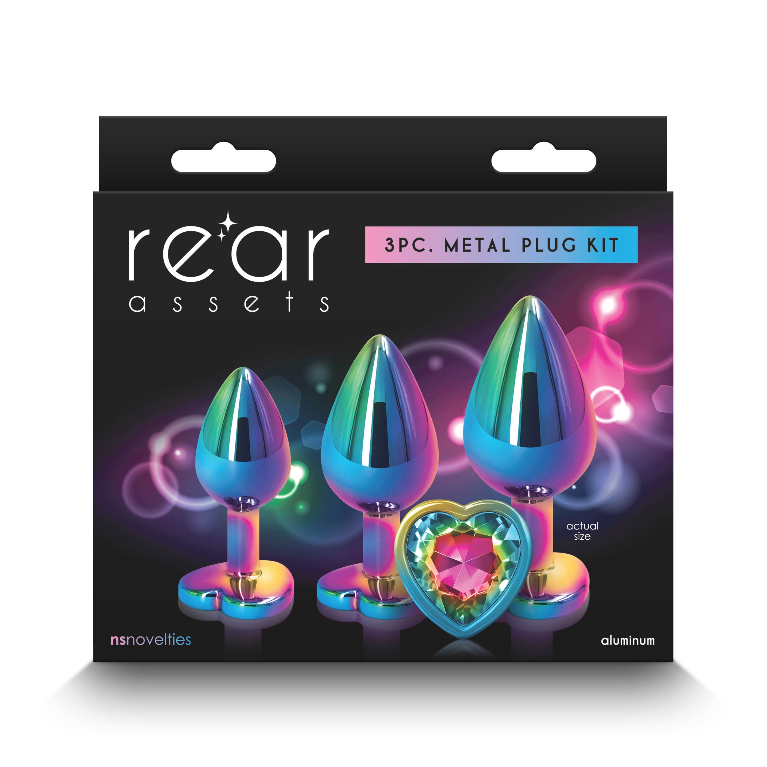 Rear Assets Trainer Kit (Multicolor) – Chrome-Plated Graduated Metal Butt Plug Set with Heart Jewel > Anal Range > Jewel Butt Plugs