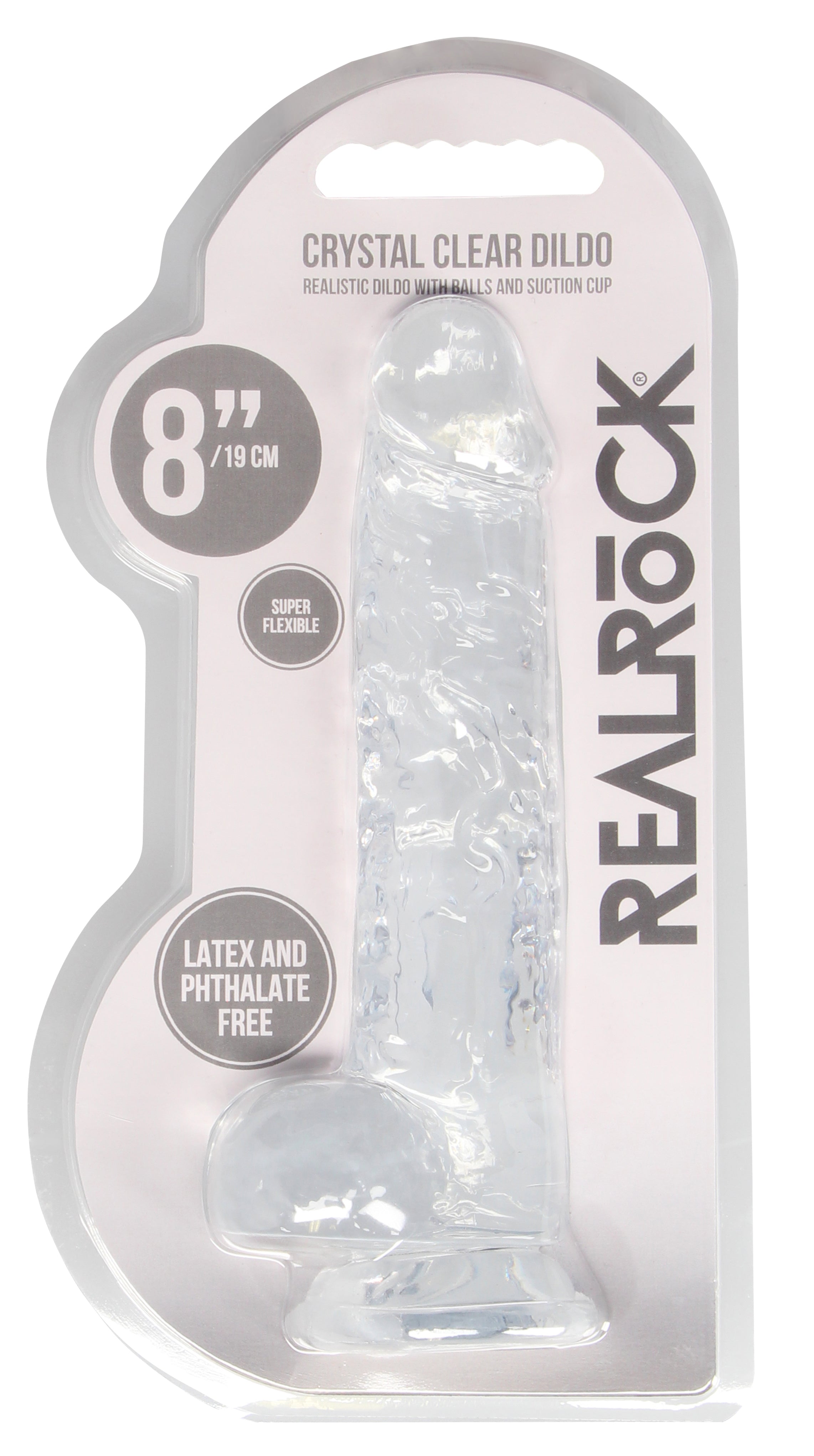 REALROCK Crystal Clear 8 Inch Realistic Dildo with Balls – Body-Safe Dildo > Dildos > Realistic Dildos