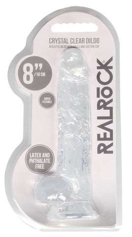 REALROCK Crystal Clear 8 Inch Realistic Dildo with Balls – Body-Safe Dildo > Dildos > Realistic Dildos