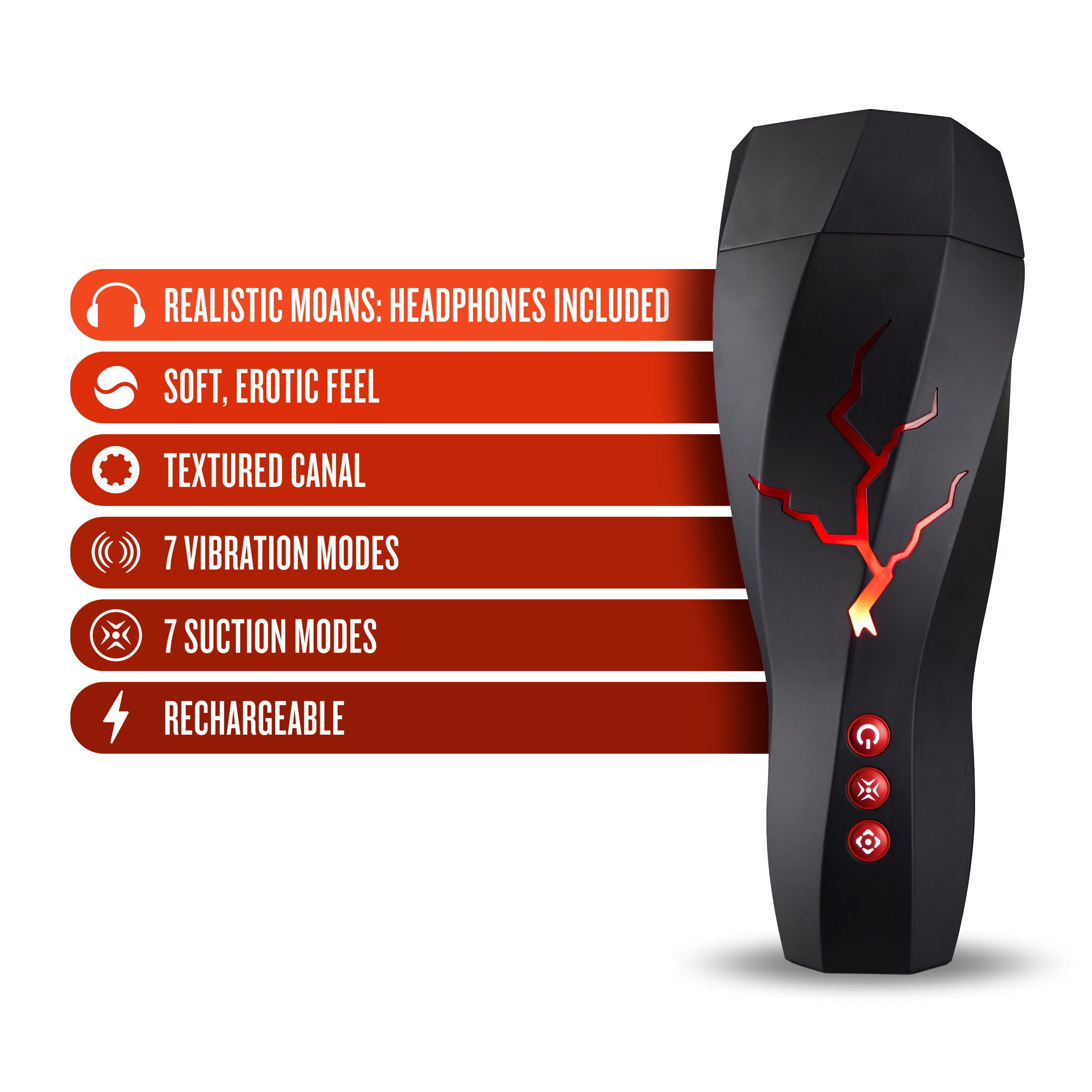 M for Men Storm (White) – Ribbed Masturbator Cup Vibrator with 7 Vibration Functions and Suction Secondary image