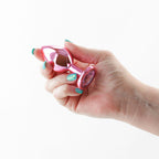 Rear Assets Medium Pink 8.2 cm Metal Butt Plug with Gem Base Pink Medium > Anal Range > Jewel Butt Plugs