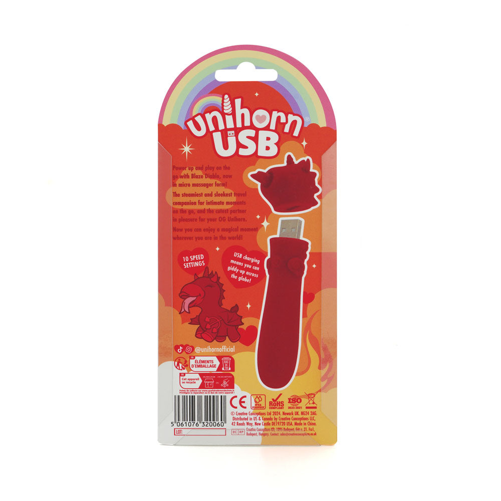 Unihorn USB Bullet Blaze Diablo USB Rechargeable Vibrating Bullet 4in BULLETS & EGGS