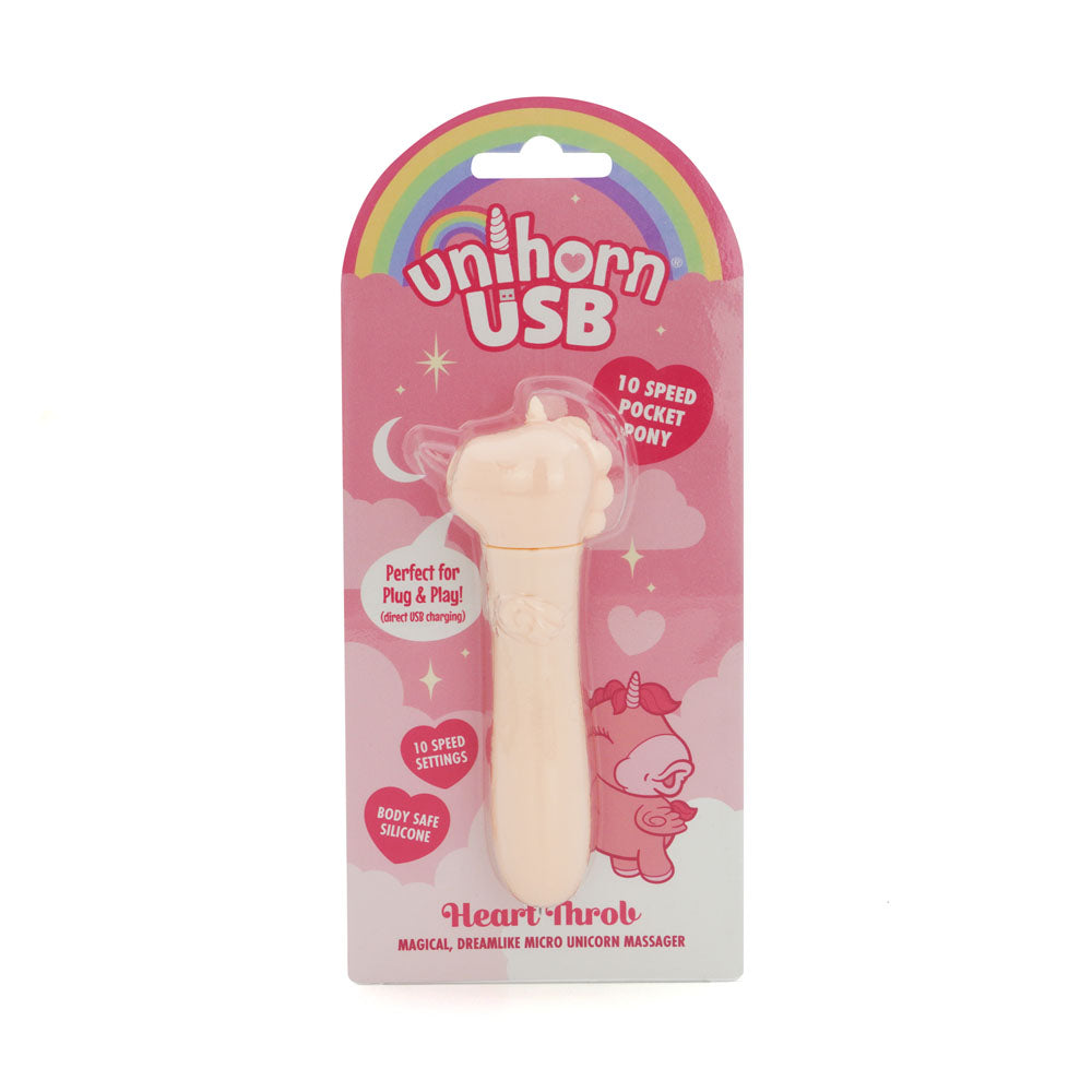 Unihorn Heart Throb Coral USB Rechargeable Vibrating Bullet 4 Inches Coral BULLETS & EGGS