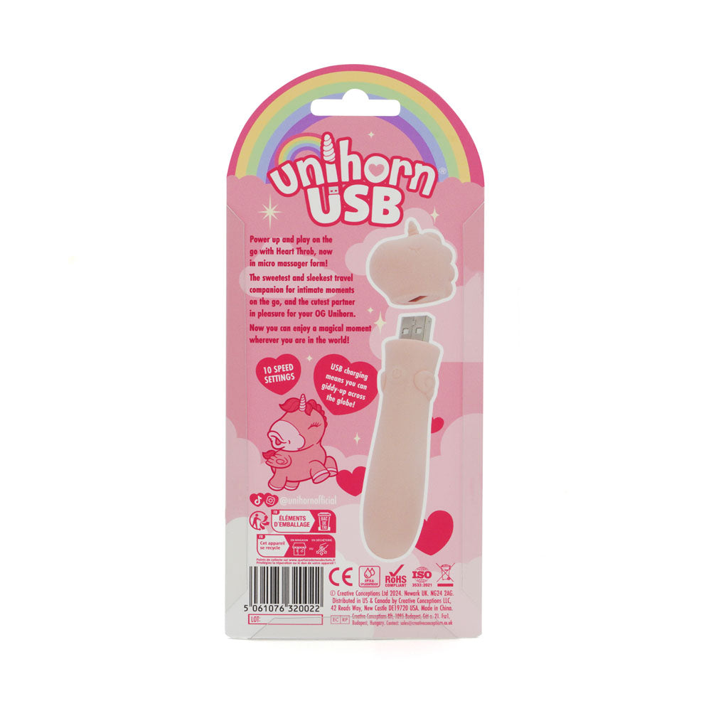 Unihorn Heart Throb USB Rechargeable Compact Silicone Bullet Vibrator with 10 Speeds > Sex Toys For Ladies > Clitoral Vibrators and Stimulators