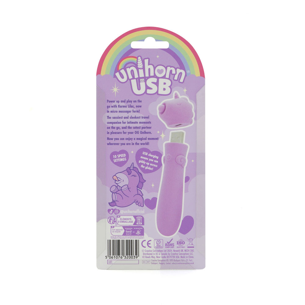 Unihorn USB Bullet Karma Lilac 10 Speed Rechargeable Vibrating Bullet BULLETS & EGGS