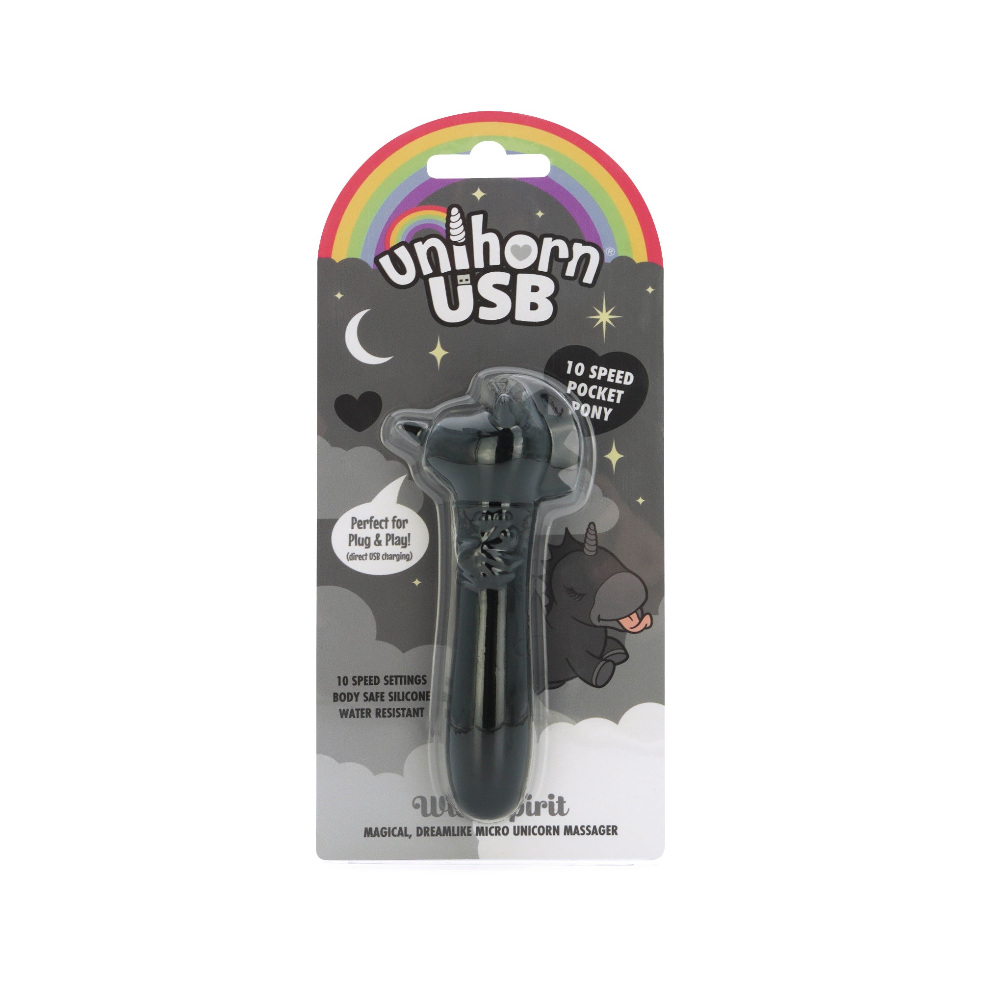 Unihorn Wild Spirit USB Rechargeable Vibrating Bullet 3 Inches Black BULLETS
