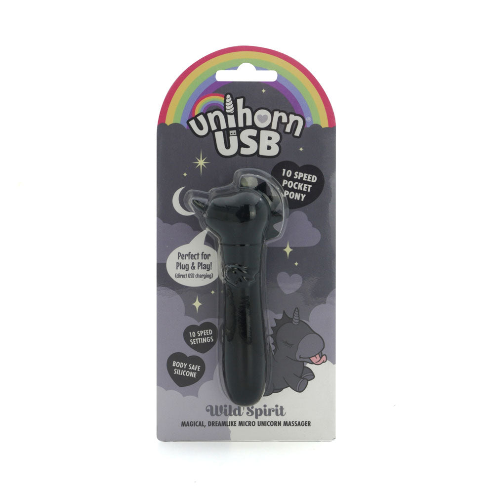 Unihorn Wild Spirit USB Rechargeable Vibrating Bullet 3 Inches Black BULLETS & EGGS
