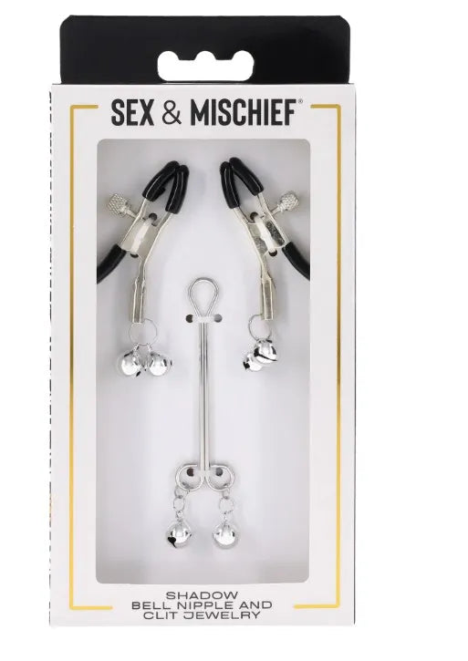 Shadow Bell Adjustable Nipple Clamps with Silver Bells – Nipple Jewelry Secondary image