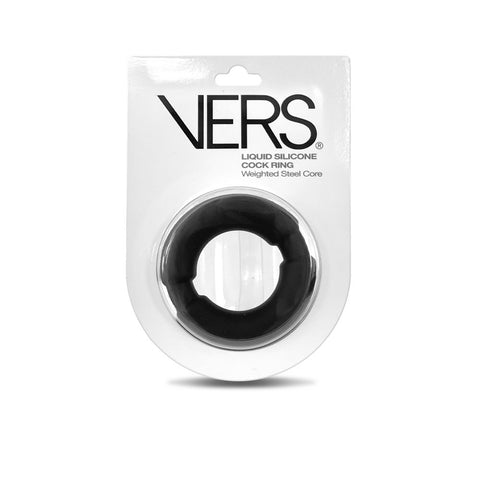 VERS Liquid Silicone Weighted Steel Core C-Ring 7.6 cm Black COCK RINGS
