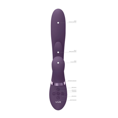 Vive Ena Rabbit Vibrator with Flapping Tongue Deep Purple VIBRATORS-RABBIT