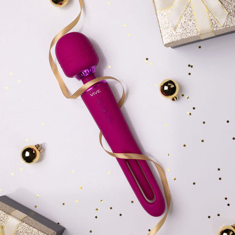 Vive Kiku Double Ended Vibrating Wand and Flapping Massager Pink Electric Massager
