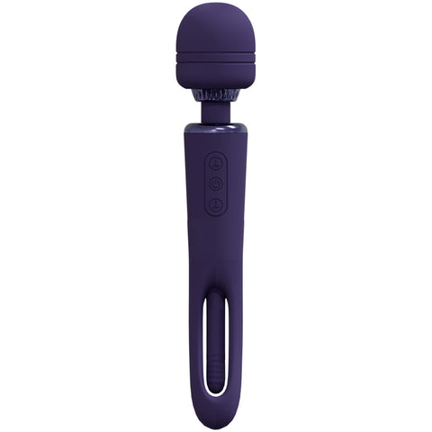 Vive Kiku Double Ended Vibrating Wand and Flapping Massager Purple Electric Massager