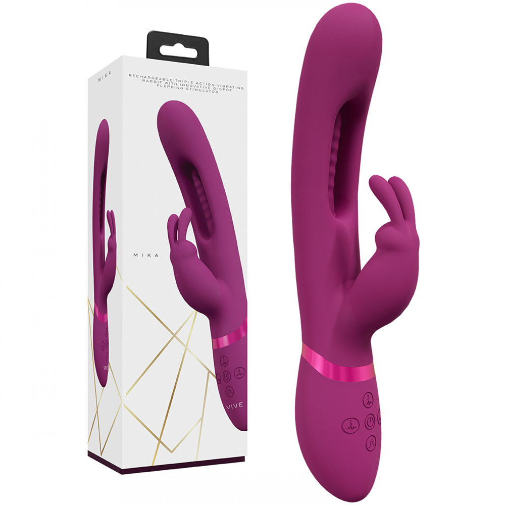 VIVE Mika (USB Rechargeable) – 23.2 cm Rabbit Vibrator with Flapping Shaft Pink > Vibrators > Ladies > Rabbit Main image