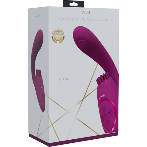 Vive Gen Pulse Wave Vibrator with Stimulating Bristles Pink STIMULATORS