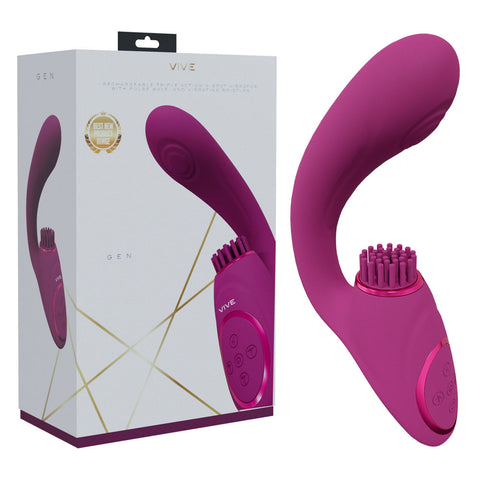 Vive Gen Pulse Wave Vibrator with Stimulating Bristles Pink Pink STIMULATORS