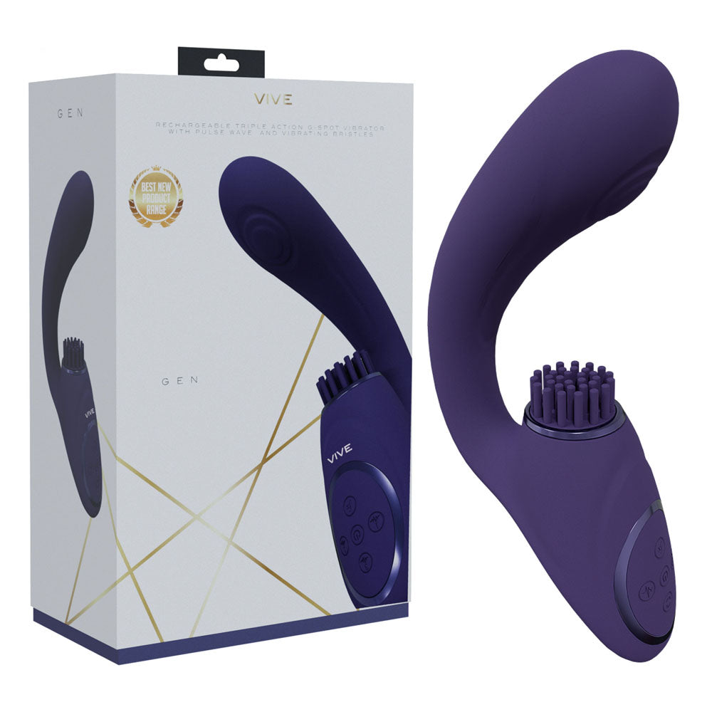 Vive Gen Pulse Wave Vibrator with Stimulating Bristles Deep Purple Purple > Sex Toys For Ladies > G-Spot Vibrators
