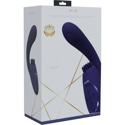 Vive Gen Pulse Wave Vibrator with Stimulating Bristles Deep Purple Vibrators