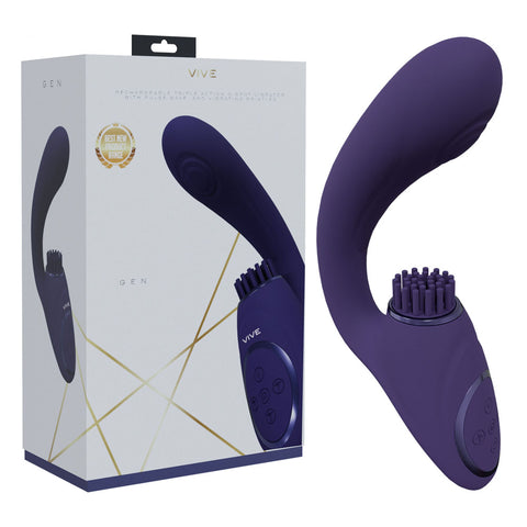 Vive Gen Pulse Wave Vibrator with Stimulating Bristles Deep Purple Purple Vibrators