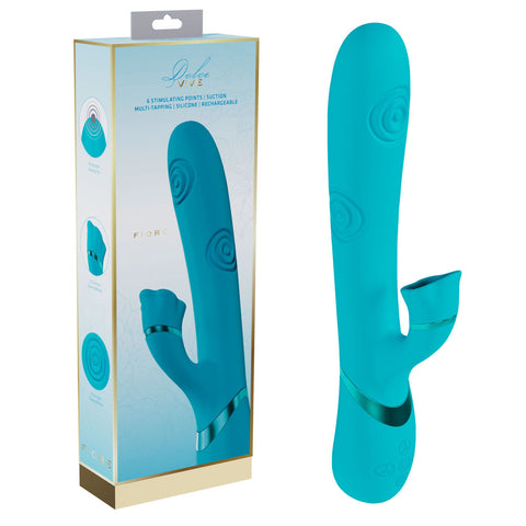 VIVE Fiore - 25 cm USB Rechargeable Tapping Rabbit Vibrator Blue VIBRATORS-RABBIT