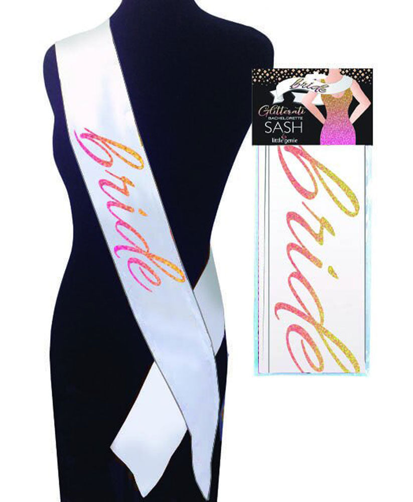 Glitterati Bride Sash – Novelty Costume Accessory for Hens Party > Novelties > Party Supplies