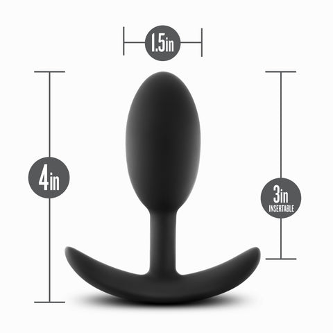 Anal Adventures Platinum Silicone Vibra Slim Plug Medium Black Butt Plugs - Vibrating