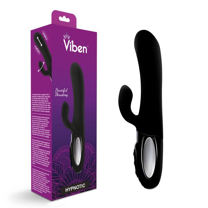 Viben Hypnotic Thrusting Rabbit Vibe with Swinging Clit Stimulator in Black > Vibrators > Ladies > Rabbit
