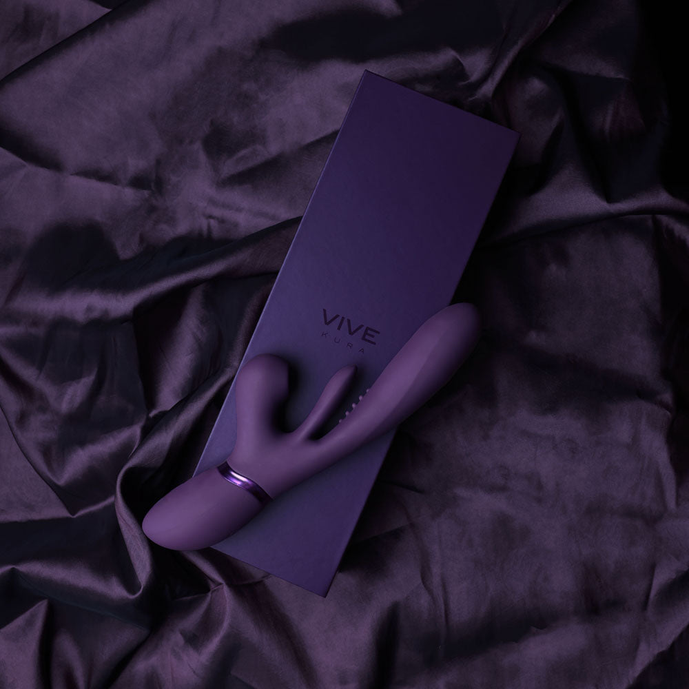 Vive Ena Rabbit Vibrator with Flapping Tongue Deep Purple VIBRATORS-RABBIT