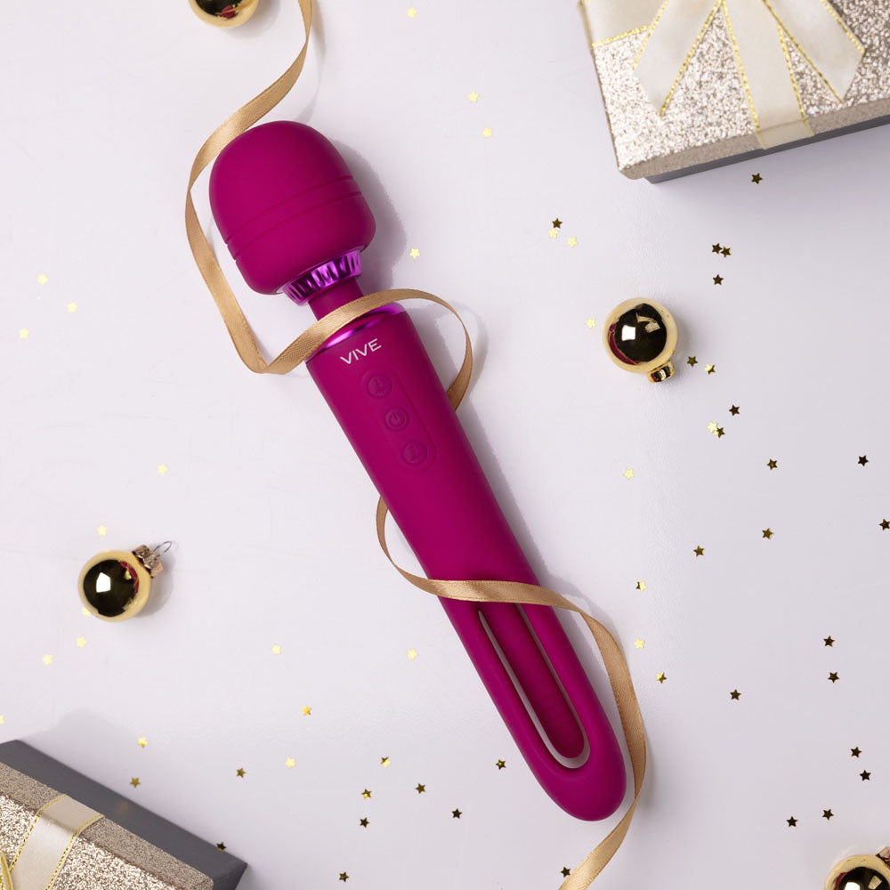 Vive Kiku Double Ended Vibrating Wand and Flapping Massager Pink Electric Massager