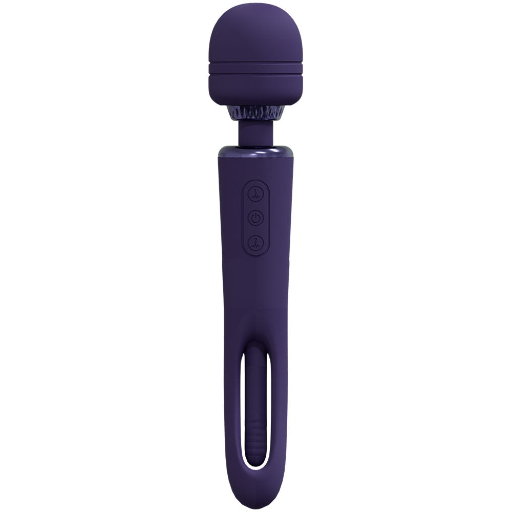 Vive Kiku Double Ended Vibrating Wand and Flapping Massager Purple Electric Massager