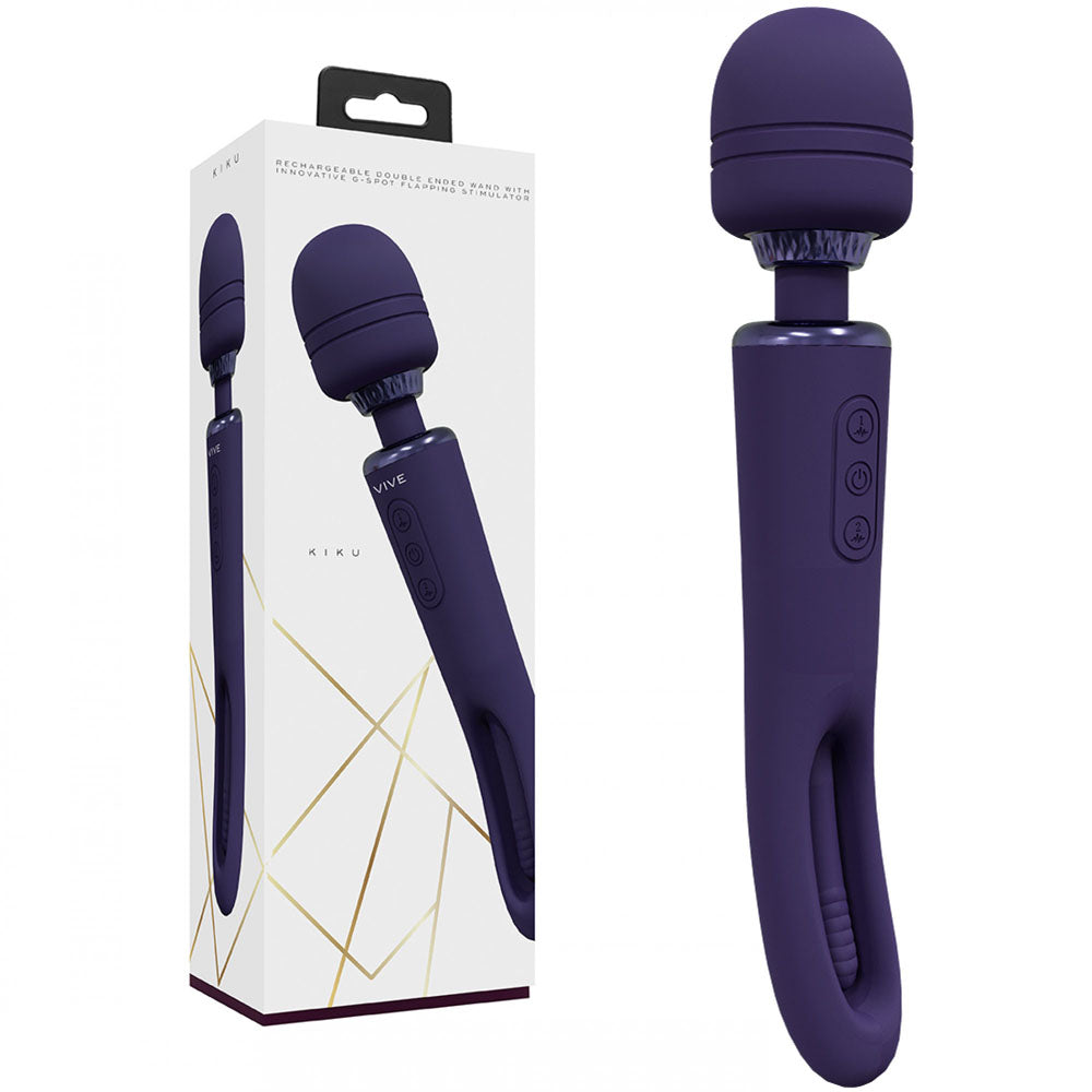 Vive Kiku Double Ended Vibrating Wand and Flapping Massager Purple > Sex Toys > Massage Wands