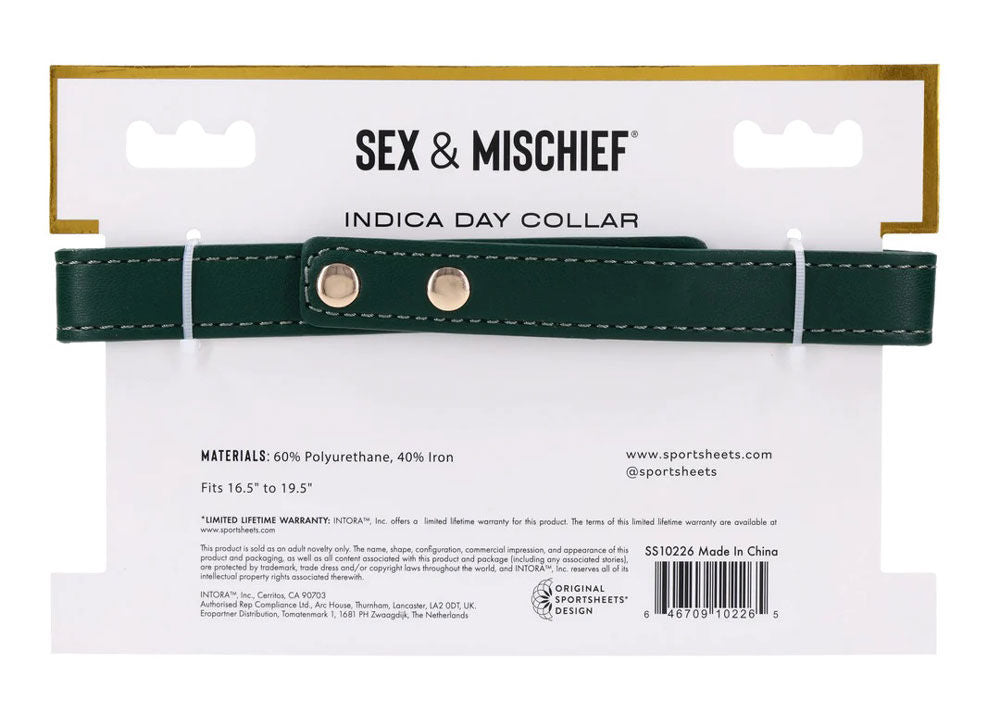 Indica Day Collar (Green) – Adjustable Faux Leather Collar Secondary image