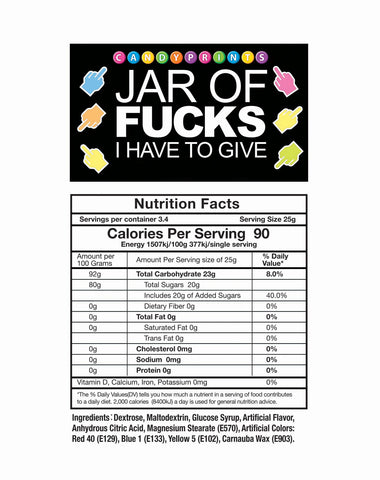 Jar of Fucks I Have to Give – Fruit Flavored Candy Jar > Novelties > Candy & Edible Items