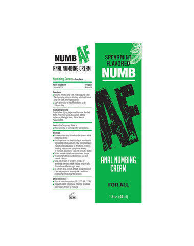 Numb Af Mint Flavoured Anal Numbing Cream 44 Ml Tube Anal Lubricant