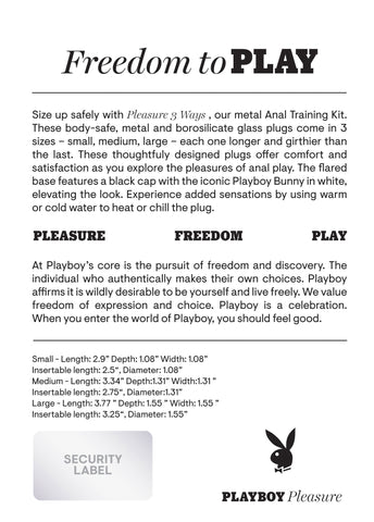 Playboy Pleasure PLEASURE 3 WAYS Anal Training Kit Chrome > Anal Range > Butt Plug Kits