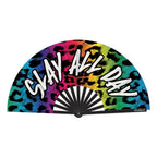 Slay All Day (Rainbow Leopard Print) Large Folding Hand Fan – Glossy Bamboo and Satin Fan > Clothes > Accessories