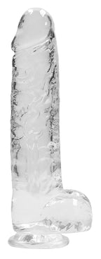 RealRock Crystal Clear 9 Inch Body-Safe Phthalate-Free TPE Realistic Dildo With Balls Clear > Dildos > Realistic Dildos