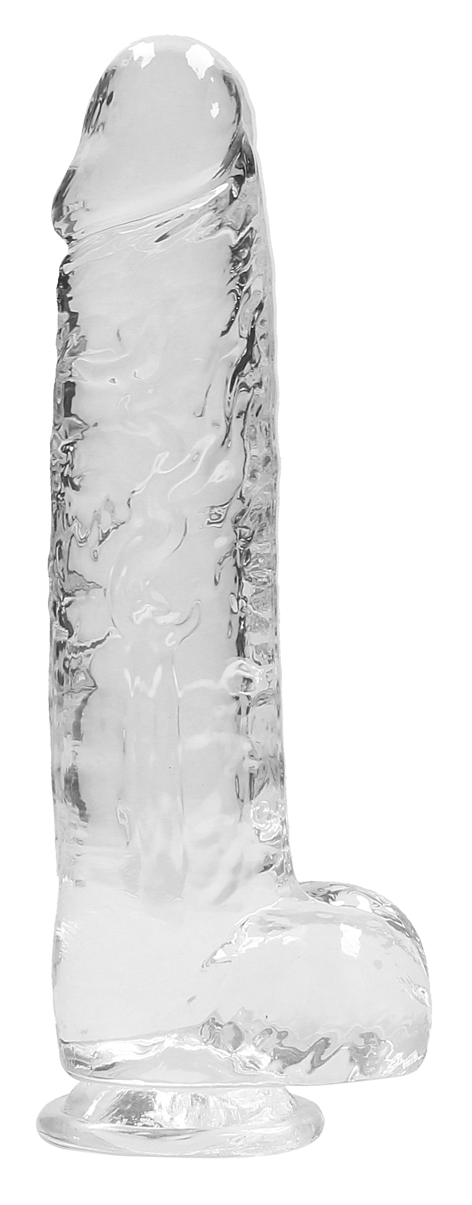 RealRock Crystal Clear 9 Inch Body-Safe Phthalate-Free TPE Realistic Dildo With Balls Clear > Dildos > Realistic Dildos