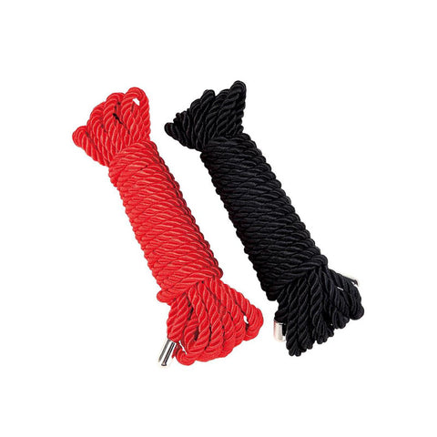 WhipSmart Heartbreaker Satin BDSM Rope 2 Pack in Red and Black BONDAGE-TOYS