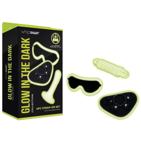WhipSmart Glow in the Dark 4 Piece Strap On Set GreenYellow STRAP-ONS