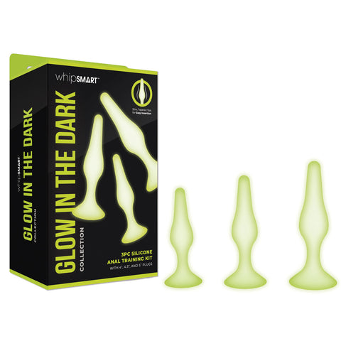 WhipSmart Glow In The Dark Three Piece Anal Training Kit GreenYellow Butt Plugs