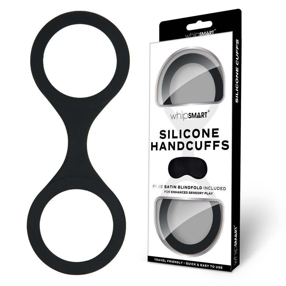 WhipSmart Silicone Handcuffs - Black with Free Blindfold - 19 cm Default Title BONDAGE-TOYS