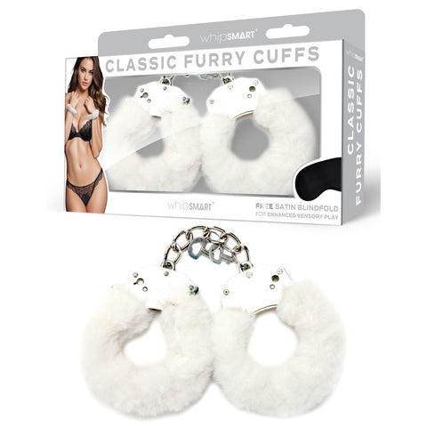 WhipSmart Classic Furry Cuffs – Luxurious Faux Fur Comfort White Restraints