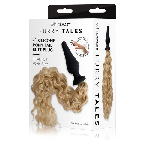 WhipSmart Furry Tales 4 Inch Silicone Pony Tail Butt Plug Brown Brown Tails