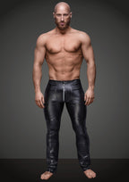 Wet Look Black Pants with Zipper Detail – Soft Form-Fitting Long Pants for Men > Clothes > Mens Latex