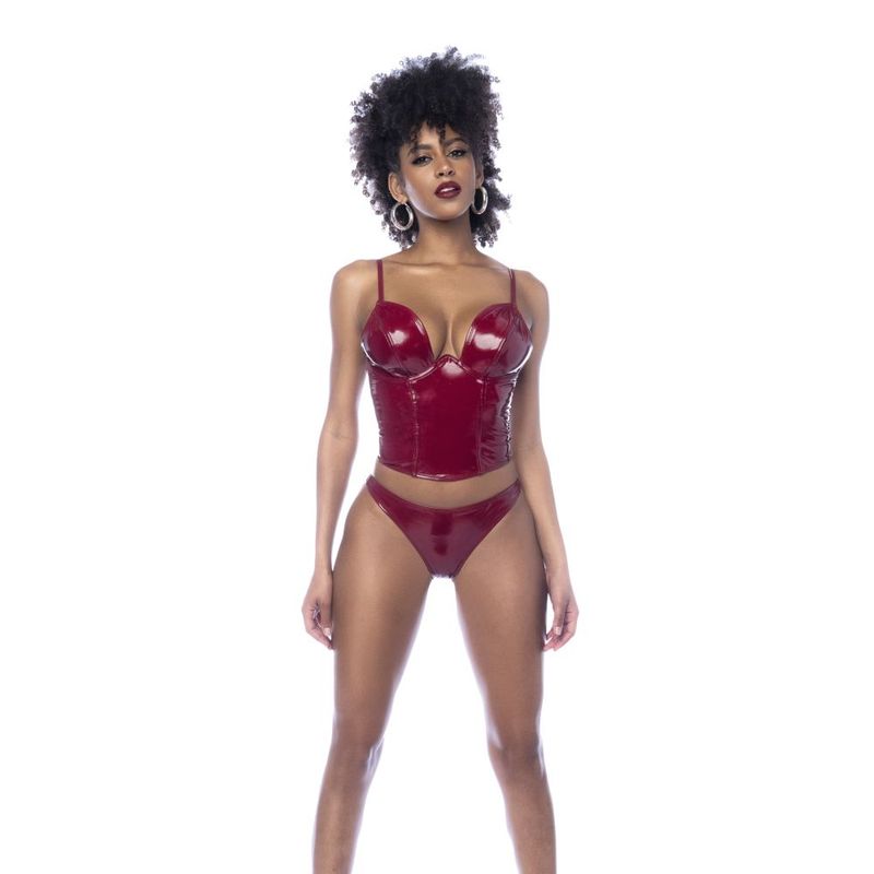 Wet Look Vinyl Two Piece Set in Glossy Wine > Clothes > Womens Latex Main image
