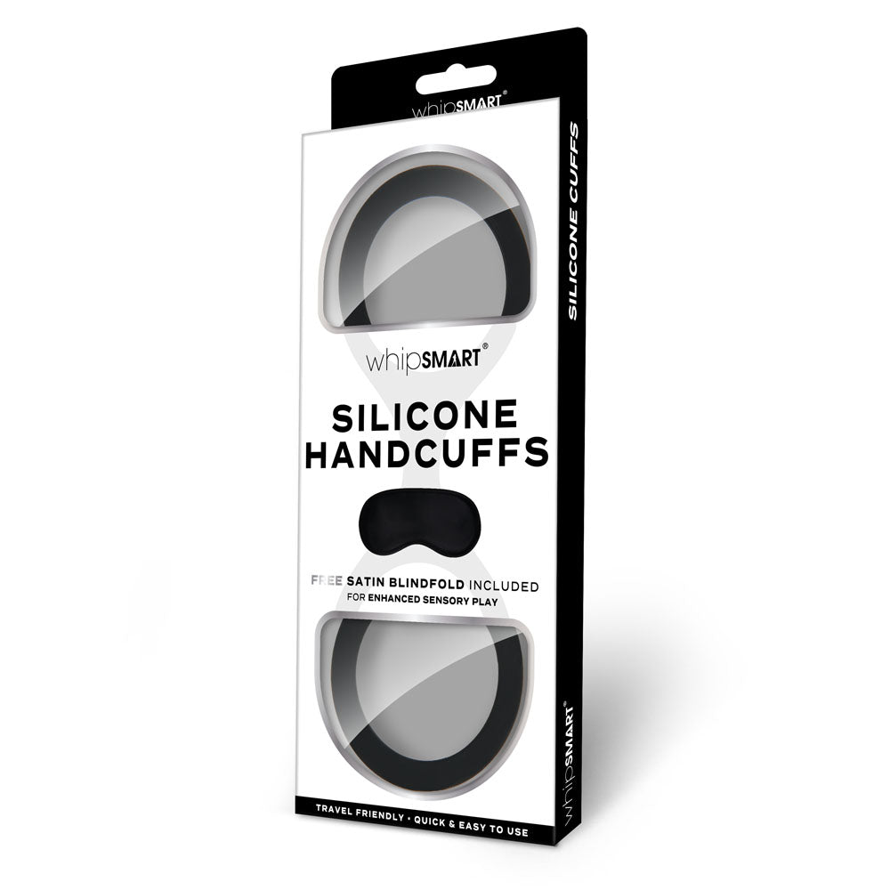 WhipSmart Silicone Handcuffs - Black with Free Blindfold - 19 cm > Bondage Gear > Handcuffs