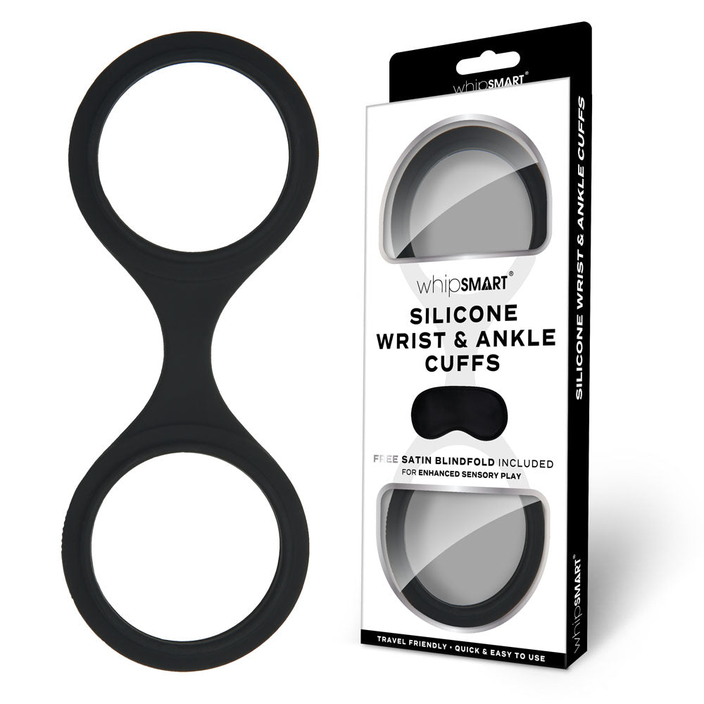 WhipSmart Silicone Wrist and Ankle Cuffs for Comfortable Bondage Play Black > Bondage Gear > Restraints