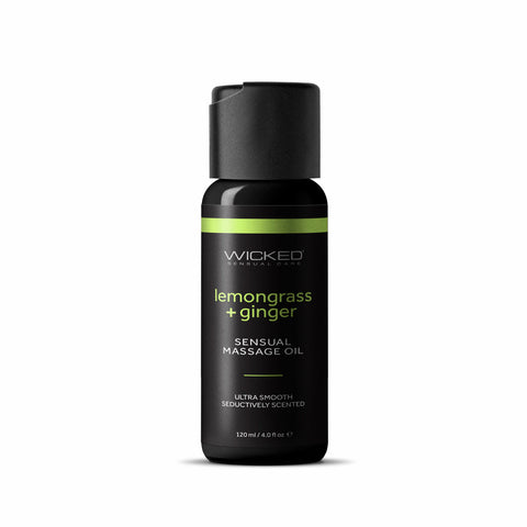 Wicked Sensual Massage Oil 120ml - Lemongrass and Ginger Scented Massage Oil